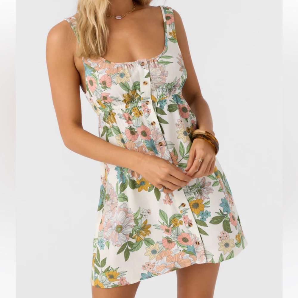 O'Neill White Cream Woven Tank Mini Dress